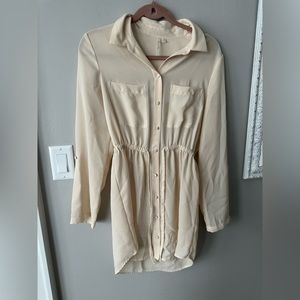 Cream shirt dress with tie